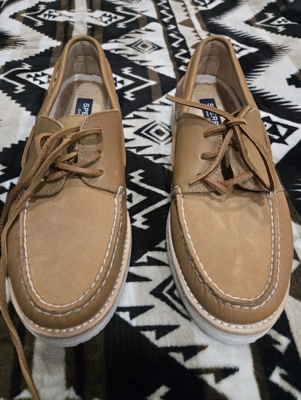 Sperry Men’s Chestnut Leather 2-Eye Boat Shoes X Vibram Size 9 Euc